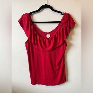 A new day vibrant Scarlet Red Ruffle Blouse